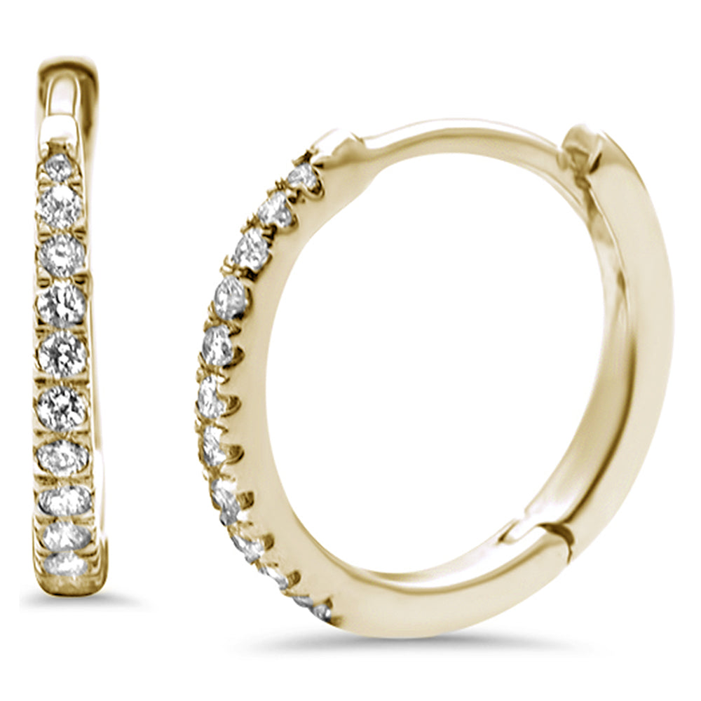 DIAMOND CLOSEOUT! .11ct 14K Yellow Gold Diamond Hoop Huggie Earrings