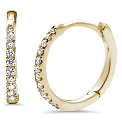 DIAMOND CLOSEOUT! .11ct 14K Yellow Gold Diamond Hoop Huggie Earrings