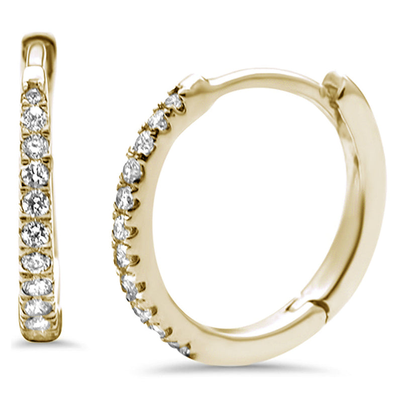 DIAMOND CLOSEOUT! .11ct 14K Yellow Gold Diamond Hoop Huggie Earrings