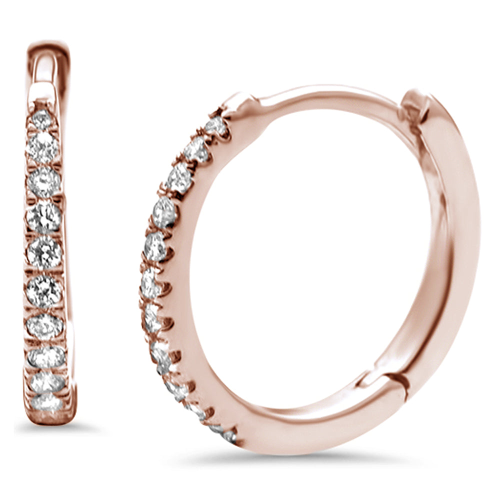 DIAMOND CLOSEOUT! .11ct 14K Rose Gold Diamond Hoop Huggie Earrings