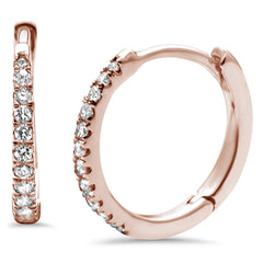 DIAMOND CLOSEOUT! .11ct 14K Rose Gold Diamond Hoop Huggie Earrings