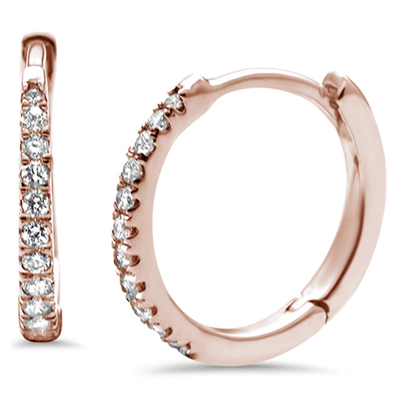 DIAMOND CLOSEOUT! .11ct 14K Rose Gold Diamond Hoop Huggie Earrings