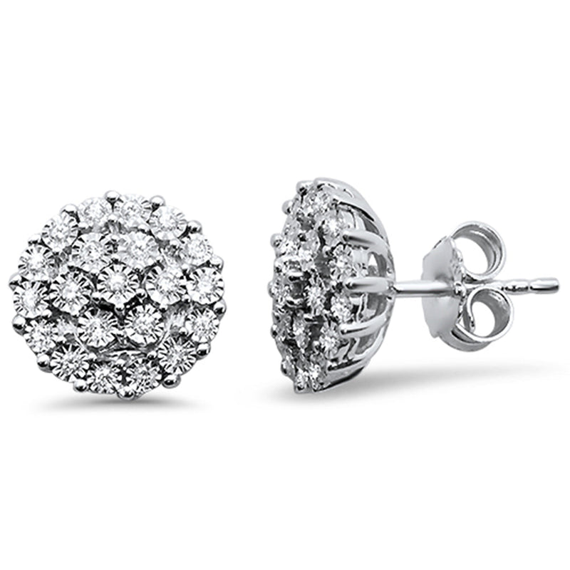 DIAMOND CLOSEOUT!  .25ct 10K White Gold Micro Pave Iced Out Stud Earrings