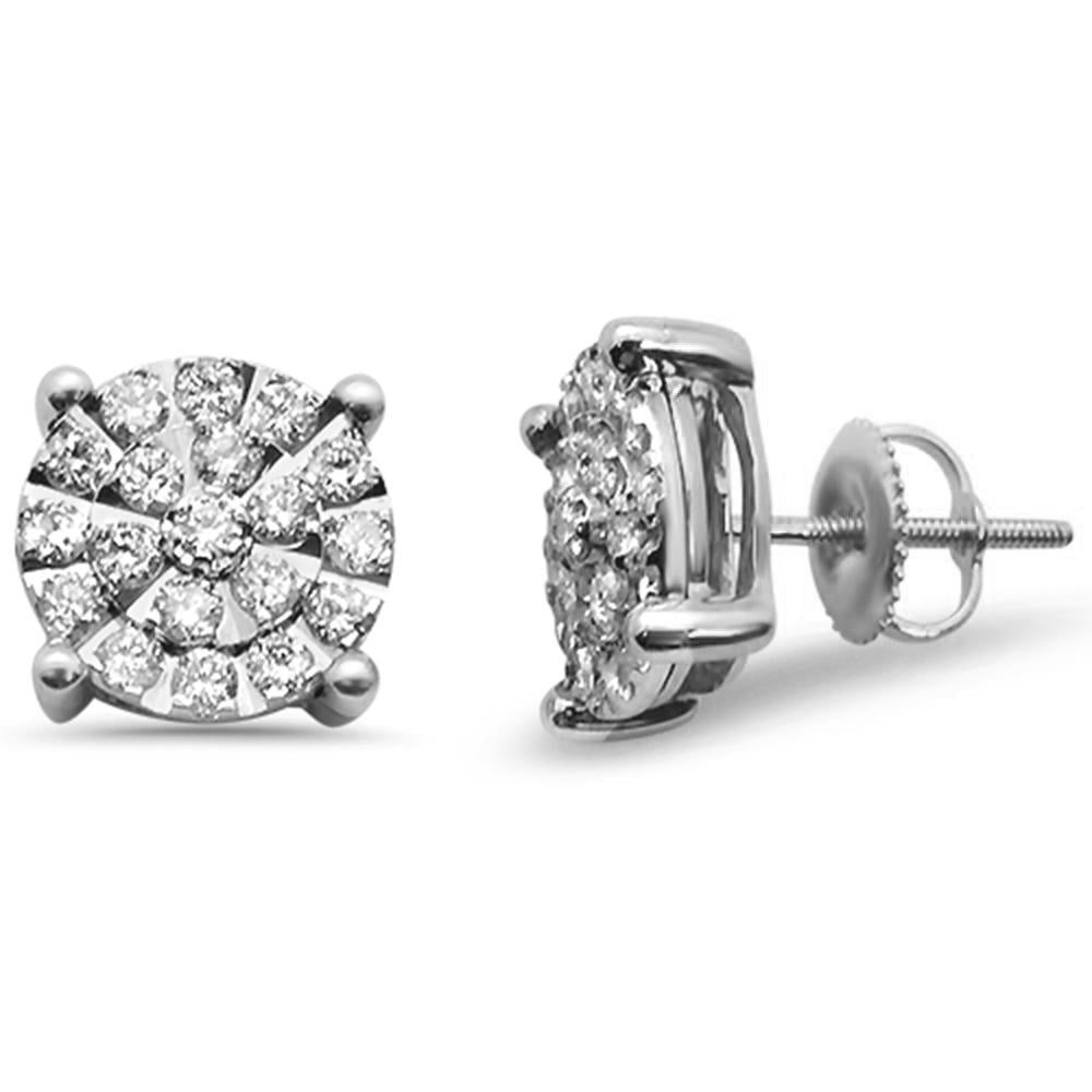 DIAMOND CLOSEOUT! 1.02ct G SI 14K White Gold Round Diamond Micro Pave Stud Earrings