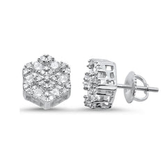 SPECIAL! 1.05ct G SI 14K White Gold Diamond Snowflake Stud Earrings
