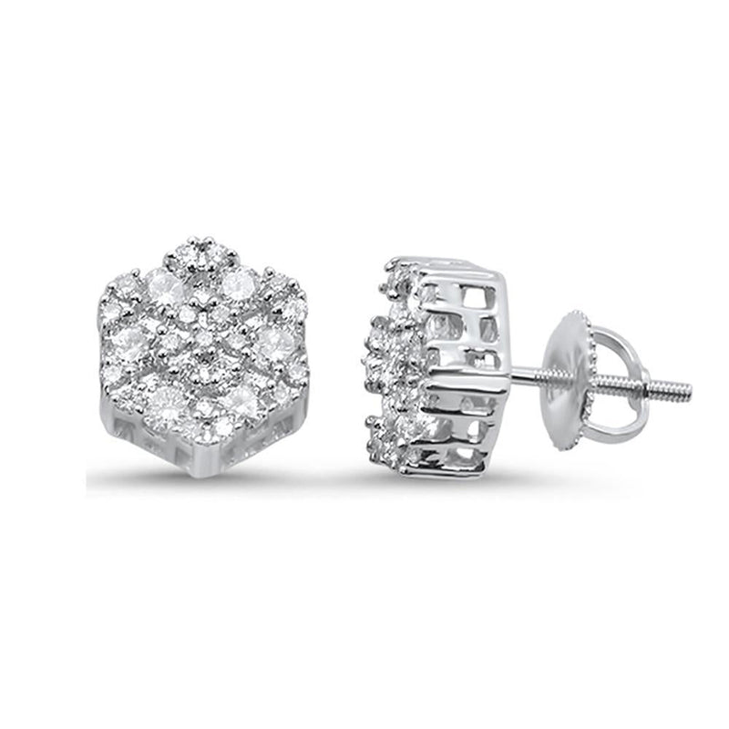SPECIAL! 1.05ct G SI 14K White Gold Diamond Snowflake Stud Earrings