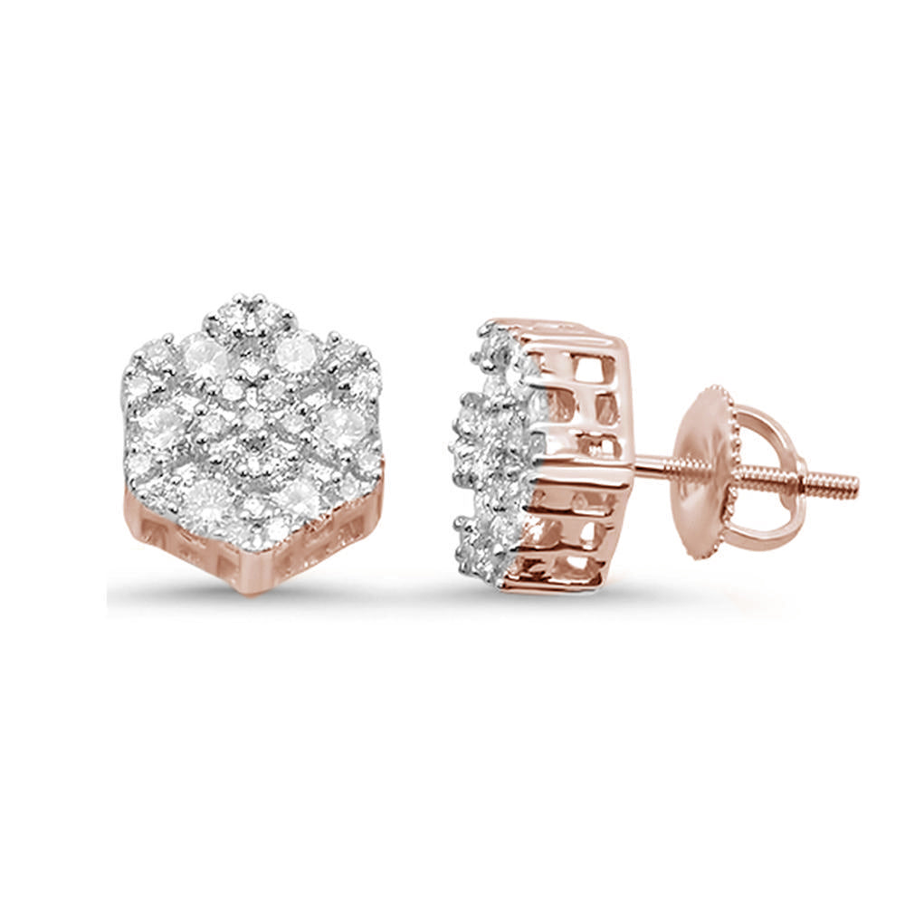 DIAMOND CLOSEOUT! 1.04ct G SI 14K Rose Gold Diamond Flower Stud Earrings