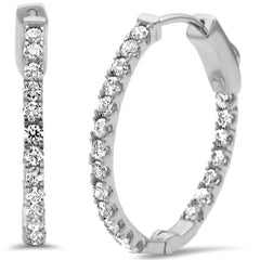DIAMOND CLOSEOUT! 1.02ct G SI 14K White Gold Diamond Hoop Earrings