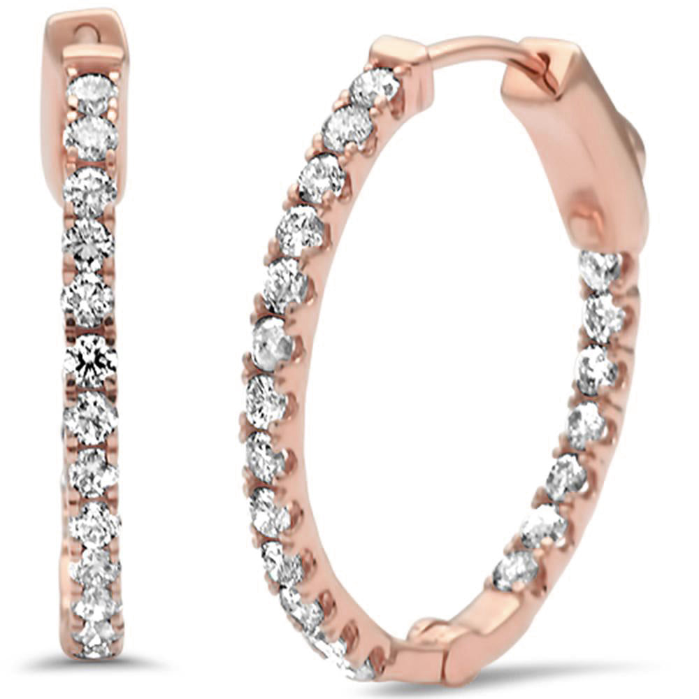 DIAMOND CLOSEOUT! 1.06ct G SI 14K Rose Gold Diamond Hoop Earrings