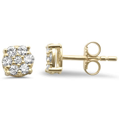 .13ct G SI 14K Yellow Gold Diamond Flower Stud Earrings