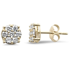 SPECIAL!.61ct G SI 14K Yellow Gold Diamond Flower Stud Earrings