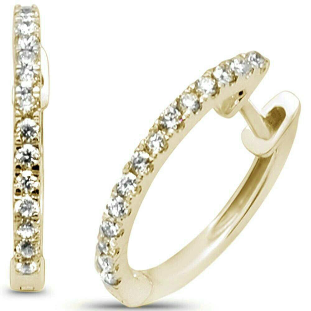 DIAMOND CLOSEOUT! .21ct G SI 10K Yellow Gold Diamond Hoop Huggie Earrings