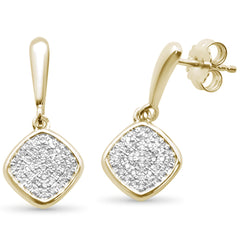 DIAMOND CLOSEOUT! .22CT G SI 10K Yellow Gold Diamond Micro Pave Diamond Drop Earrings