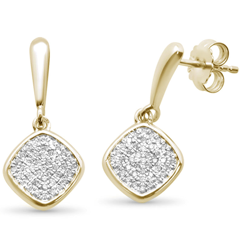 DIAMOND CLOSEOUT! .22CT G SI 10K Yellow Gold Diamond Micro Pave Diamond Drop Earrings