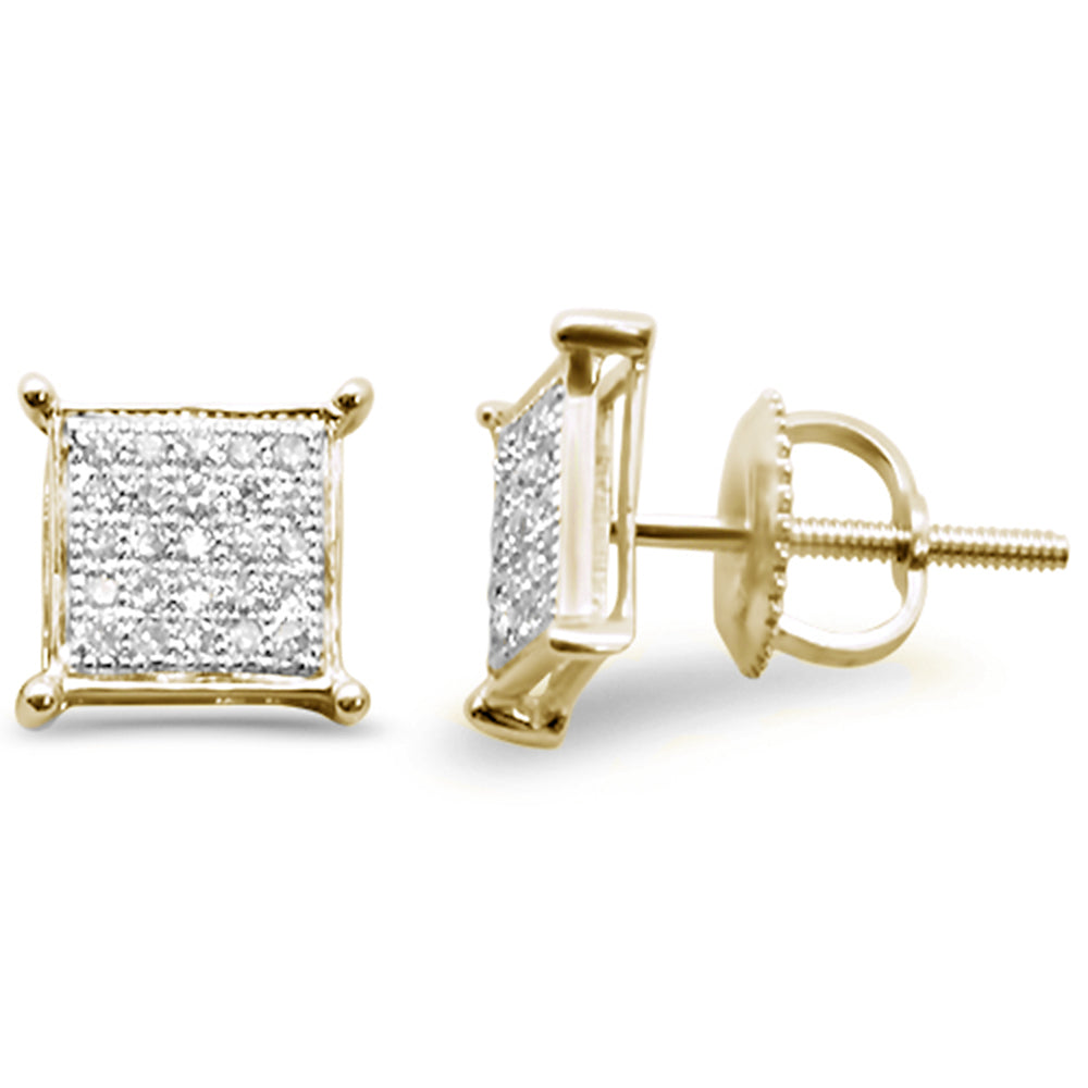 DIAMOND CLOSEOUT! .15ct G SI 10K Yellow Gold Diamond Square Micro Pave Earrings