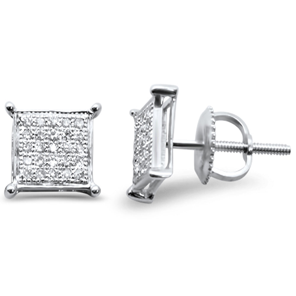 DIAMOND CLOSEOUT! .15ct G SI 10K White Gold Diamond Square Micro Pave Earrings