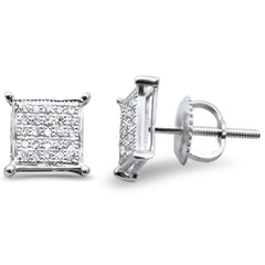 DIAMOND CLOSEOUT! .15ct G SI 10K White Gold Diamond Square Micro Pave Earrings