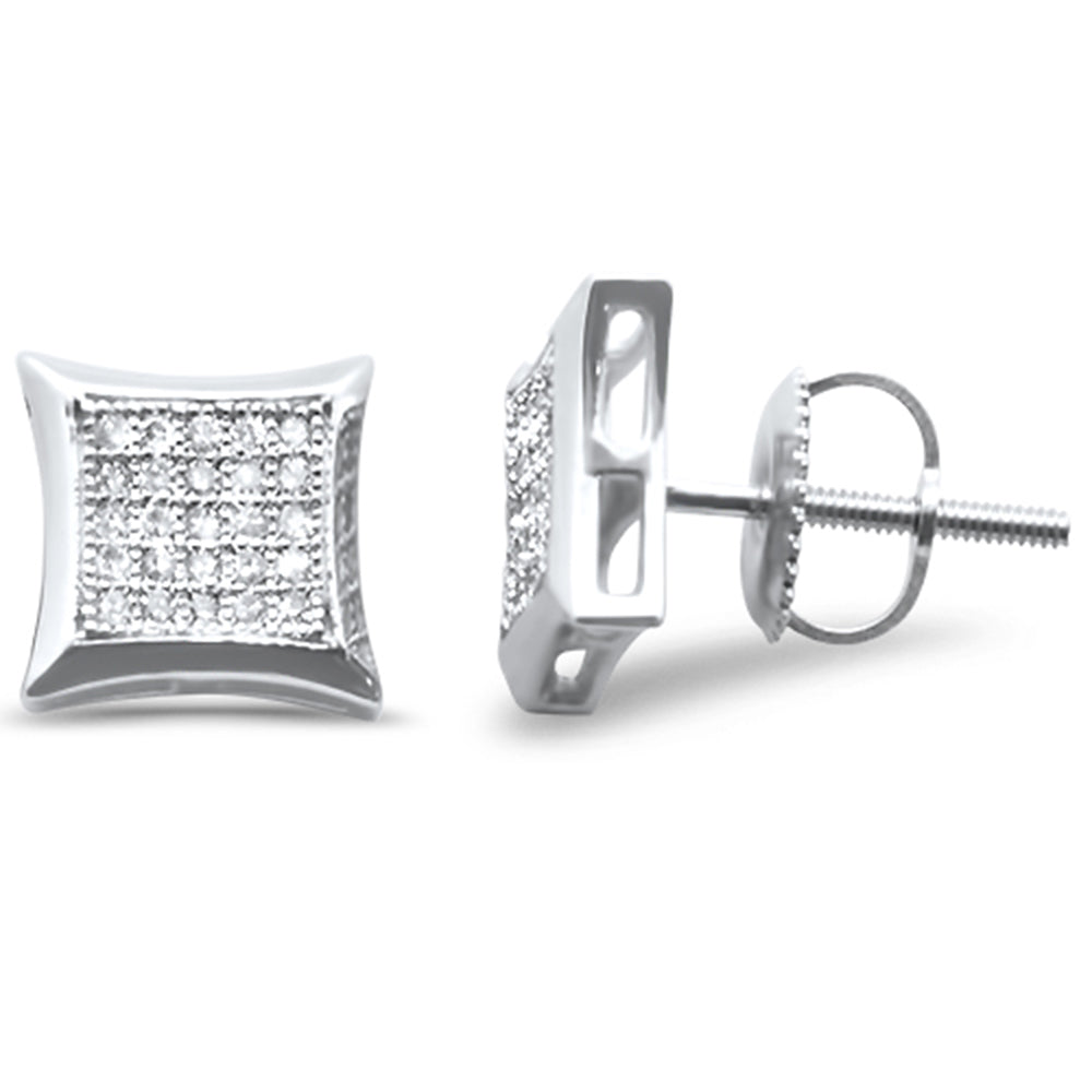 DIAMOND CLOSEOUT! .15ct G SI 10K White Gold Diamond Square Micro Pave Earrings