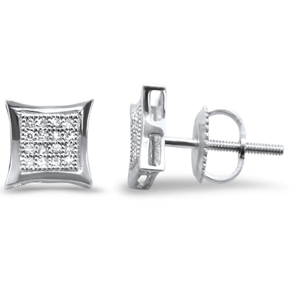 DIAMOND CLOSEOUT! .12ct G SI 10K White Gold Diamond Square Micro Pave Earrings