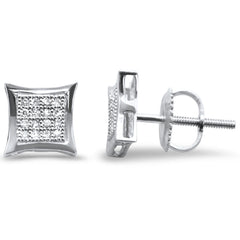 DIAMOND CLOSEOUT! .12ct G SI 10K White Gold Diamond Square Micro Pave Earrings