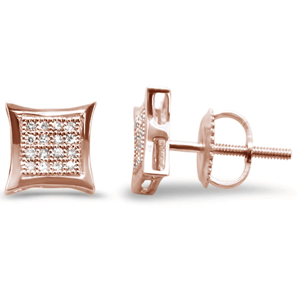 DIAMOND CLOSEOUT! .10ct G SI 10K Rose Gold Diamond Square Micro Pave Earrings