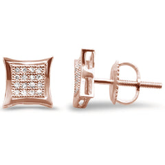 DIAMOND CLOSEOUT! .10ct G SI 10K Rose Gold Diamond Square Micro Pave Earrings