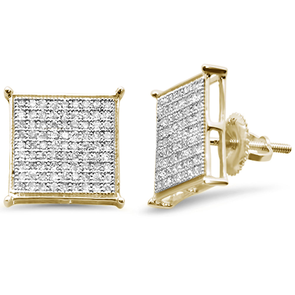 DIAMOND CLOSEOUT!  .48ct G SI 14K Yellow Gold Diamond Square Micro Pave Earrings