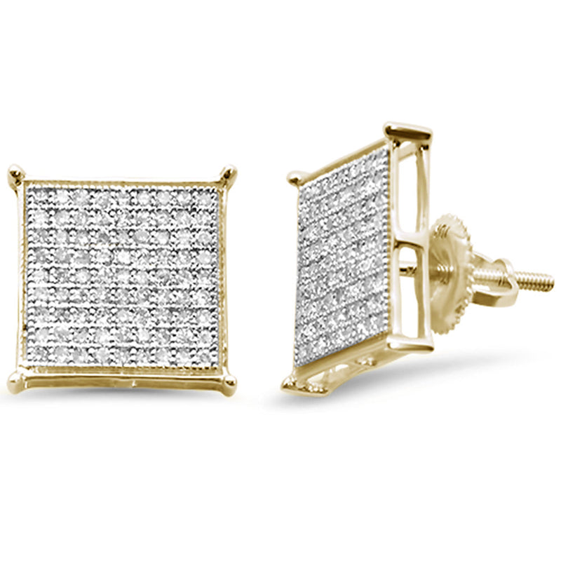 DIAMOND CLOSEOUT!  .48ct G SI 14K Yellow Gold Diamond Square Micro Pave Earrings