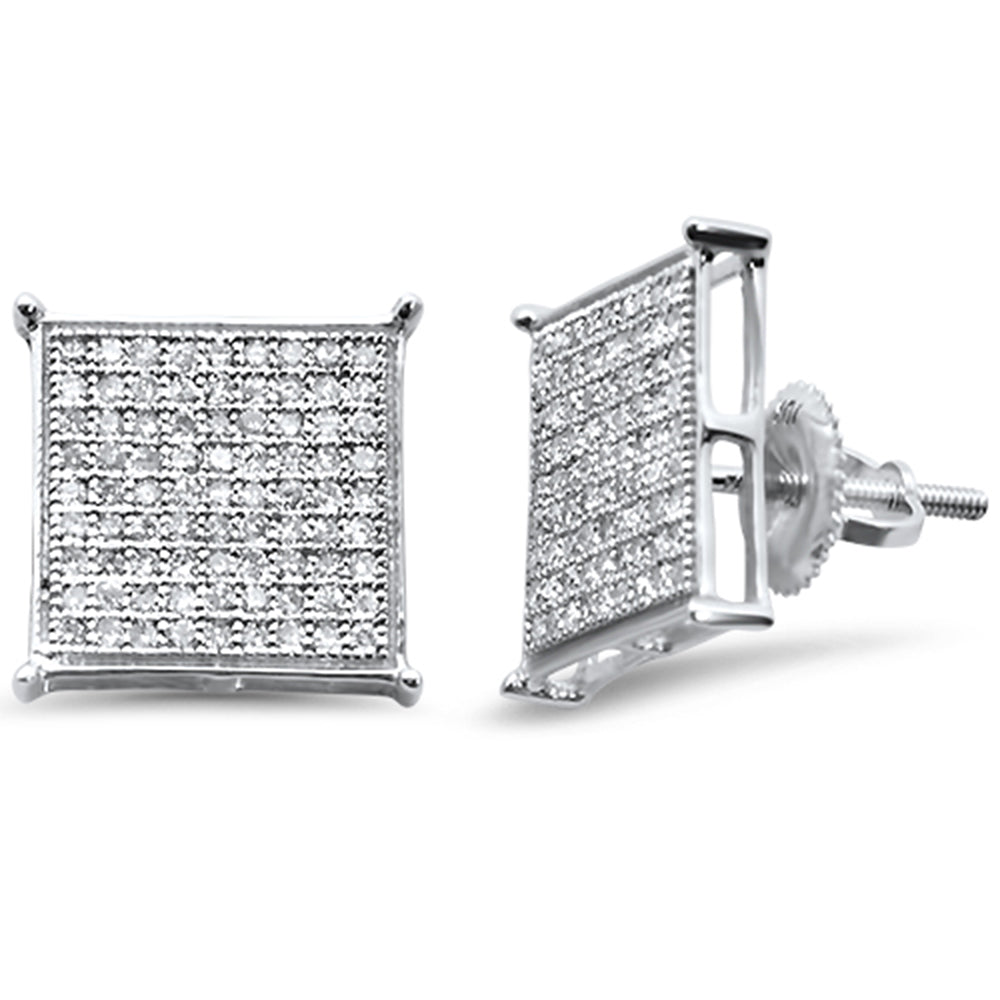 DIAMOND CLOSEOUT!  .50ct G SI 10K White Gold Diamond Square Micro Pave Earrings