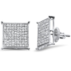 DIAMOND CLOSEOUT!  .50ct G SI 10K White Gold Diamond Square Micro Pave Earrings