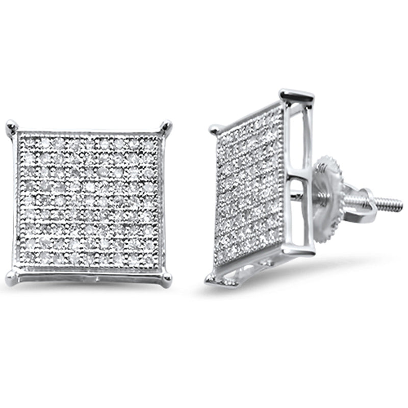 DIAMOND CLOSEOUT!  .50ct G SI 10K White Gold Diamond Square Micro Pave Earrings