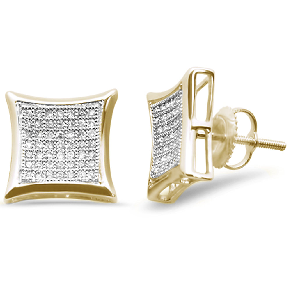 DIAMOND CLOSEOUT! .29ct G SI 10K Yellow Gold Diamond Square Micro Pave Earrings