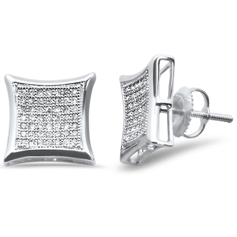 DIAMOND CLOSEOUT! .29ct G SI 10K White Gold Diamond Square Micro Pave Earrings