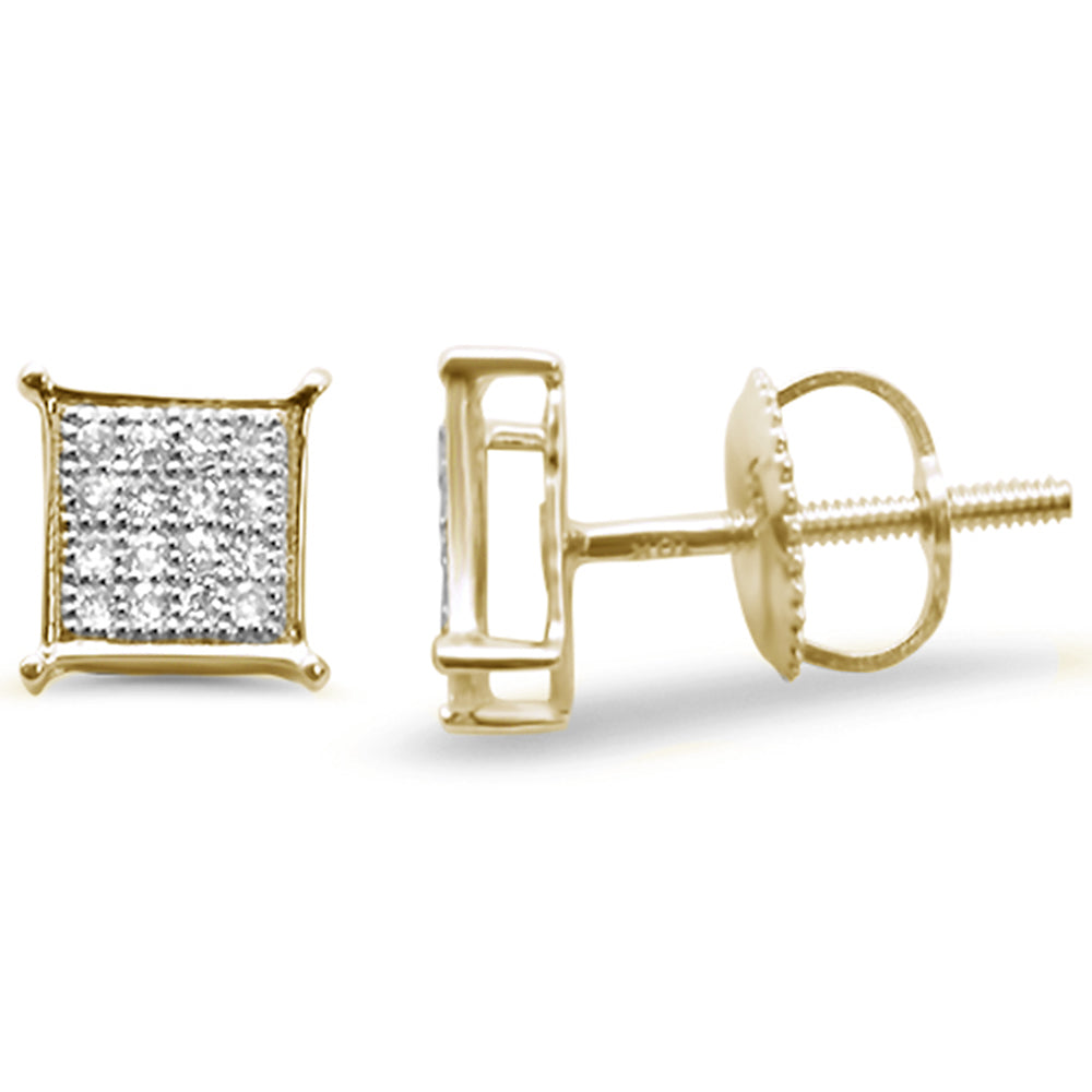 DIAMOND CLOSEOUT! .10ct G SI 10K Yellow Gold Diamond Square Micro Pave Earrings