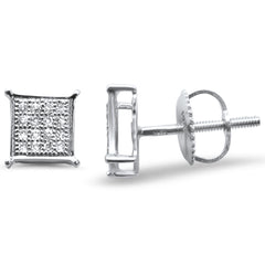 DIAMOND CLOSEOUT! .12ct G SI 10K White Gold Diamond Square Micro Pave Earrings