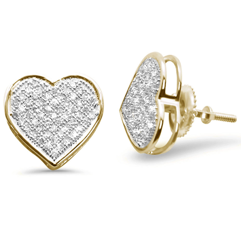 DIAMOND  CLOSEOUT!  .33ct G SI 10K Yellow Gold Diamond Heart Micro Pave Earrings