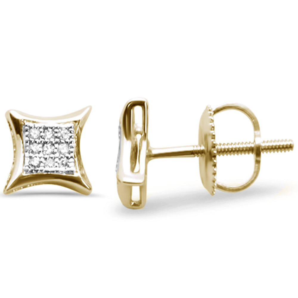 DIAMOND CLOSEOUT! .06ct G SI 10K Yellow Gold Diamond Square Micro Pave Earrings