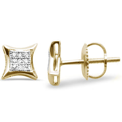 DIAMOND CLOSEOUT! .06ct G SI 10K Yellow Gold Diamond Square Micro Pave Earrings