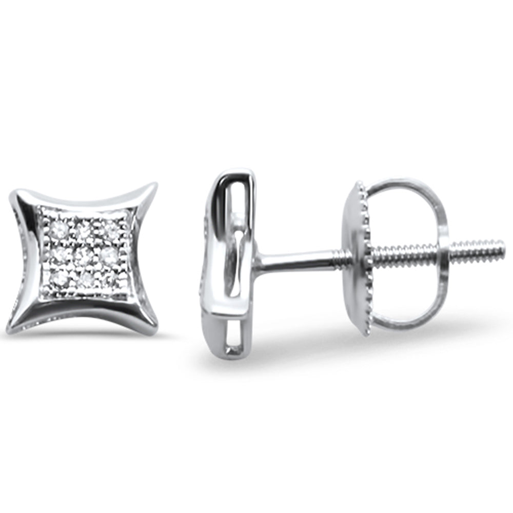 DIAMOND CLOSEOUT! .06ct G SI 10K White Gold Diamond Square Micro Pave Earrings