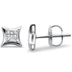 DIAMOND CLOSEOUT! .06ct G SI 10K White Gold Diamond Square Micro Pave Earrings
