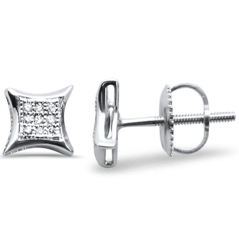DIAMOND CLOSEOUT! .06ct G SI 10K White Gold Diamond Square Micro Pave Earrings