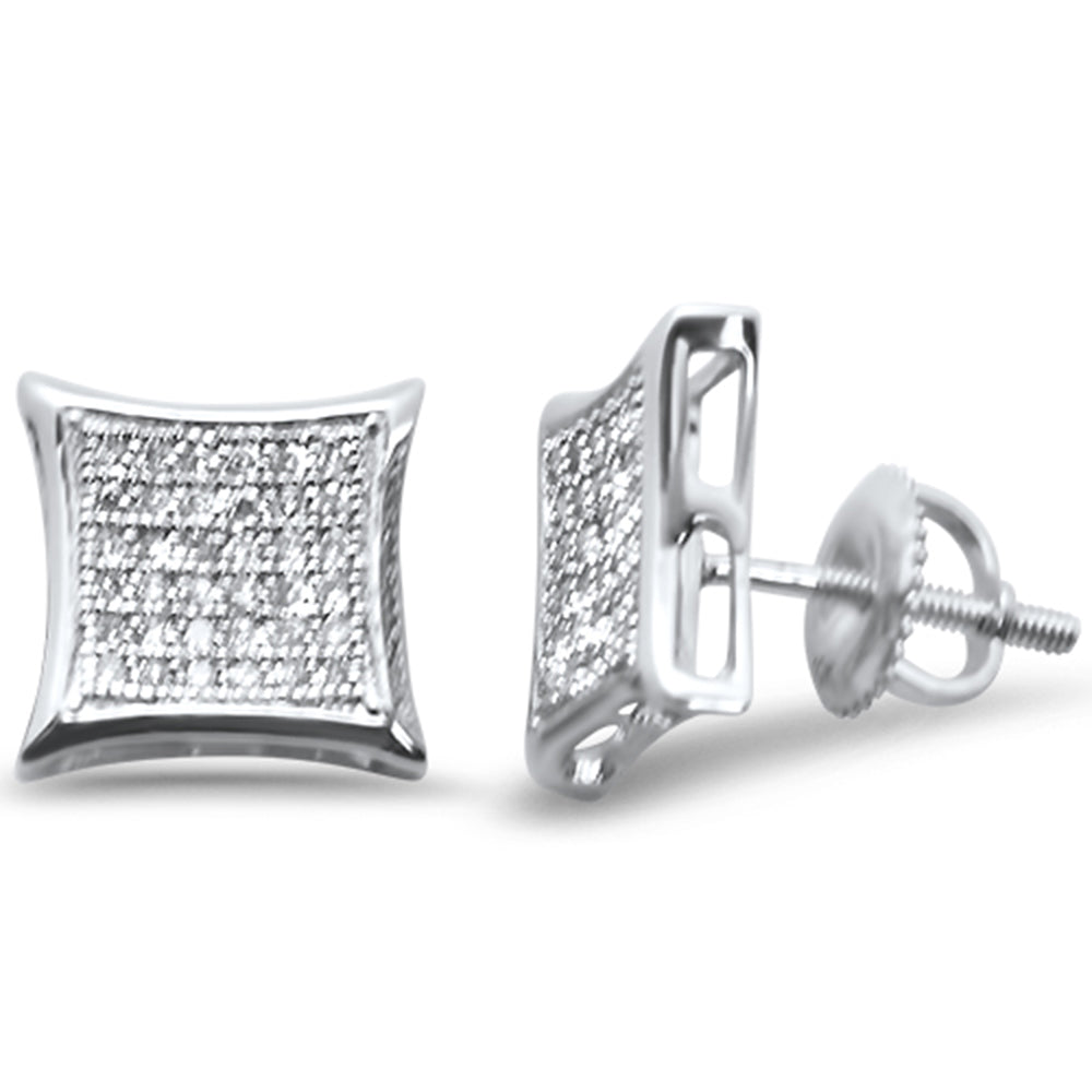 DIAMOND CLOSEOUT! .24ct G SI 10K White Gold Diamond Square Micro Pave Earrings