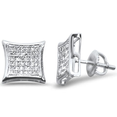 DIAMOND CLOSEOUT! .24ct G SI 10K White Gold Diamond Square Micro Pave Earrings