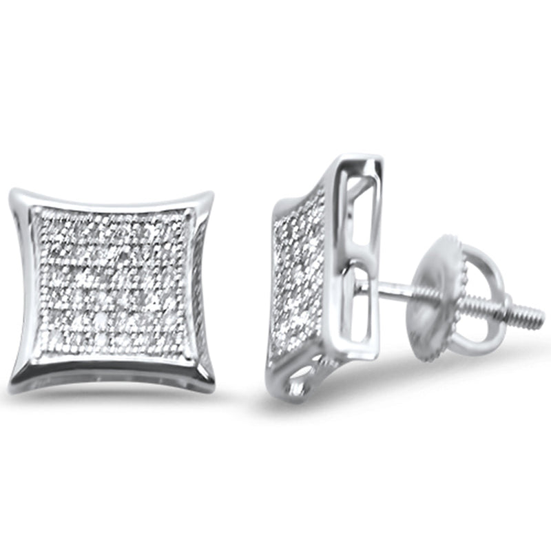 DIAMOND CLOSEOUT! .24ct G SI 10K White Gold Diamond Square Micro Pave Earrings