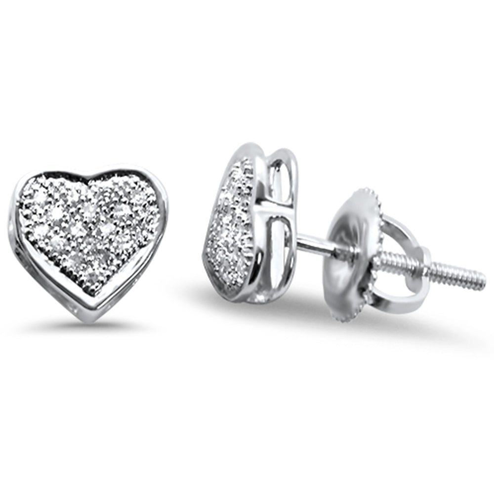 DIAMOND CLOSEOUT! .10ct G SI 10K White Gold Diamond Heart Shaped Micro Pave Earrings