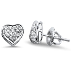 DIAMOND CLOSEOUT! .10ct G SI 10K White Gold Diamond Heart Shaped Micro Pave Earrings
