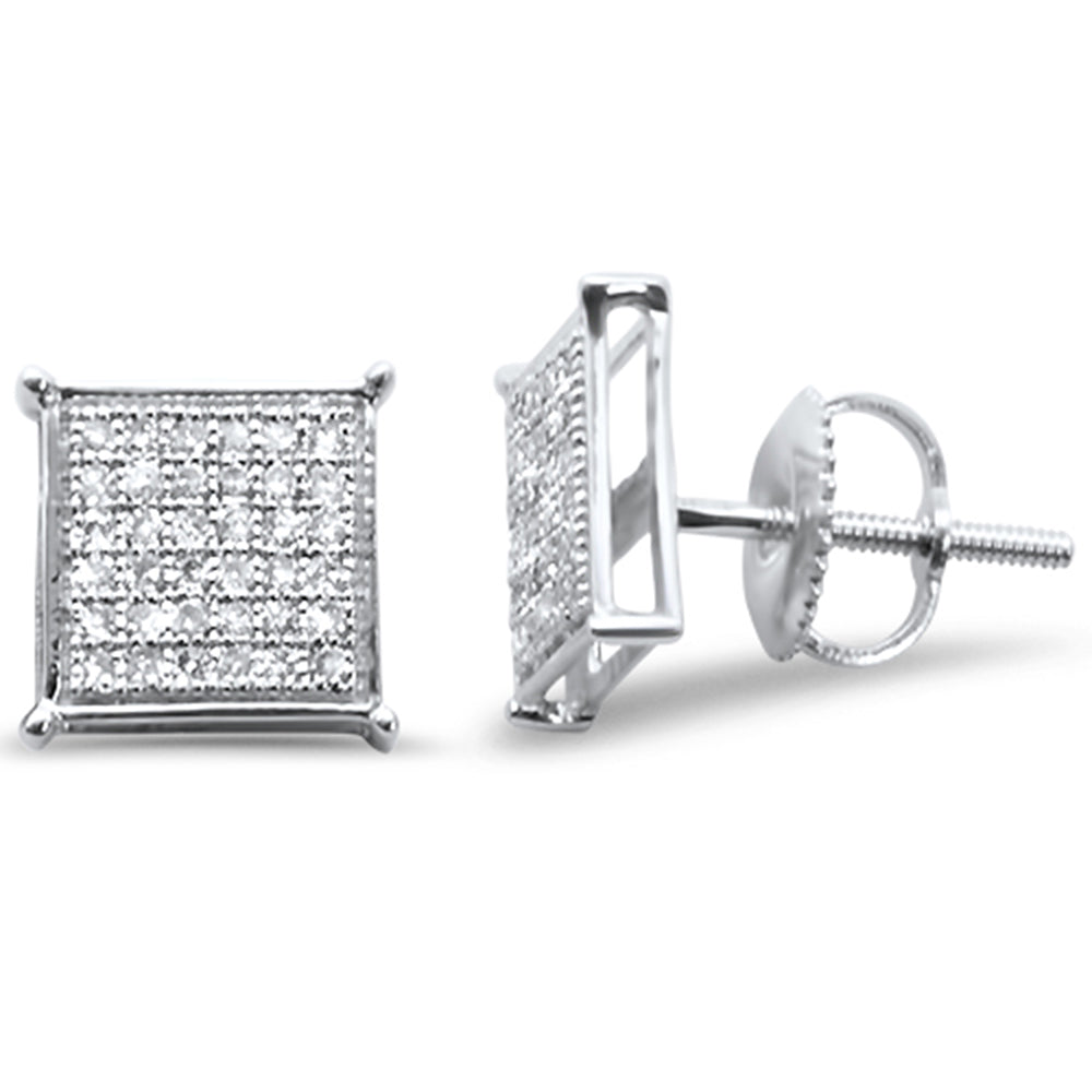 DIAMOND CLOSEOUT! .24ct G SI 10K White Gold Diamond Square Micro Pave Earrings