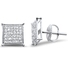 DIAMOND CLOSEOUT! .24ct G SI 10K White Gold Diamond Square Micro Pave Earrings