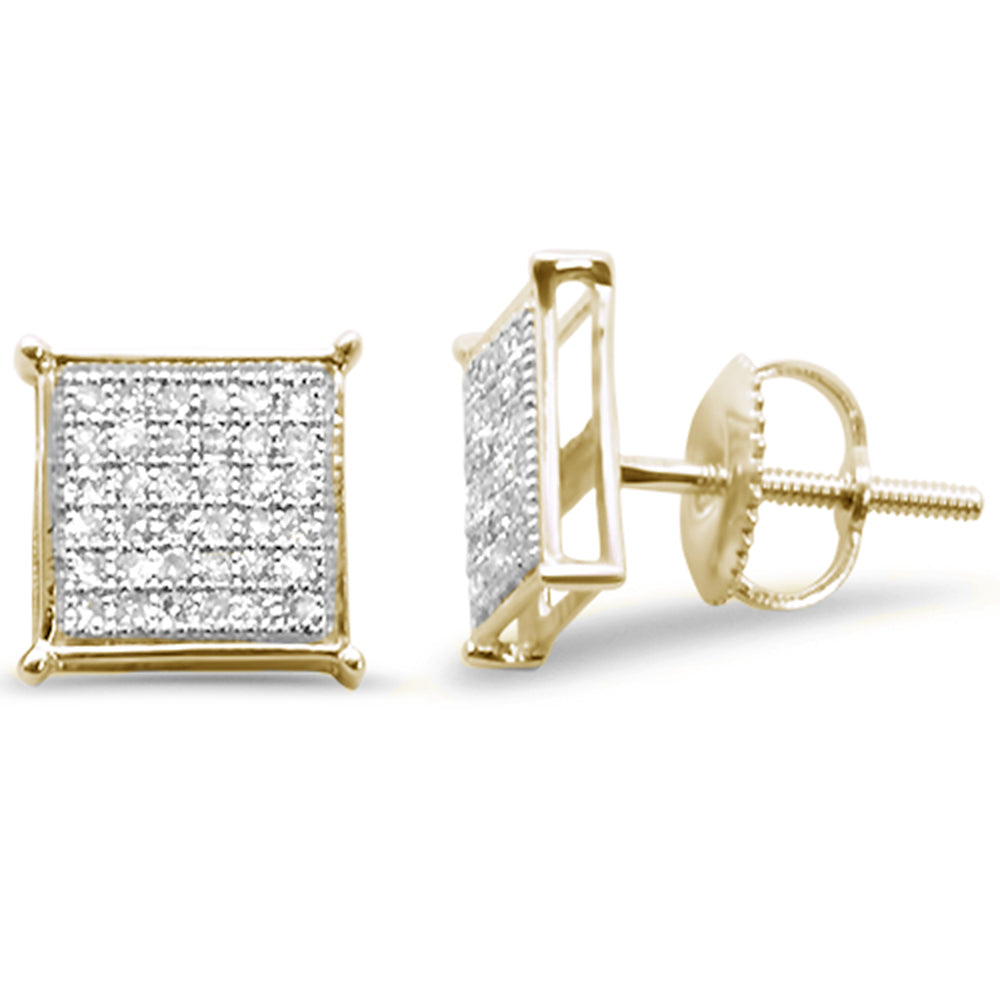 DIAMOND CLOSEOUT! .27ct G SI 10K Yellow Gold Diamond Square Micro Pave Earrings