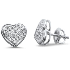 DIAMOND CLOSEOUT! .19ct G SI 10K White Gold Diamond Heart Shaped Micro Pave Earrings